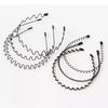 Men's and Women's Lightweight Wire Headband Black 6-Piece Set 1p Hairband Athletic Headband Wavy Headband