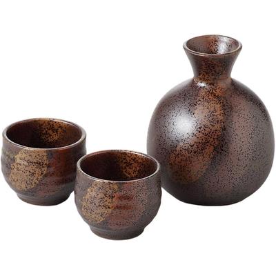 Sake Tokkuri und Sake-Tasse x Sanshoku Bizen Geeignet für Kalt und Heiß Mino Hergestellt in Japan Ale-net Set, Set, 9 H11,5cm, 360cc, Stil, Sake, Porzellan,