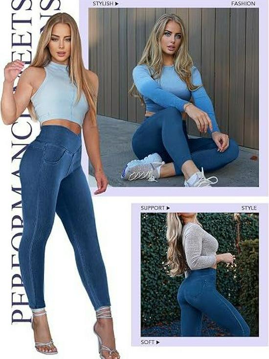 Plus Size Women's High Waist Crossover Yoga Jeans with Double Pockets