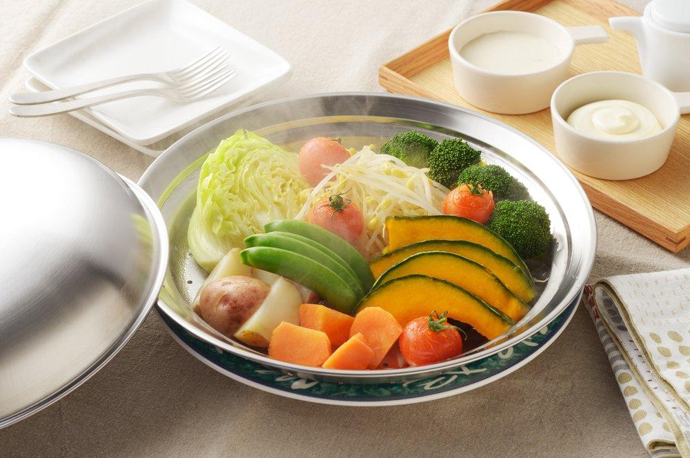 Yoshikawa Steamer for Frying Pans, Fits 24-26cm Frying Pans, Steaming Plate, Made in Japan, Stainless Steel, Easy Steaming on Frying Pan, YJ2611
