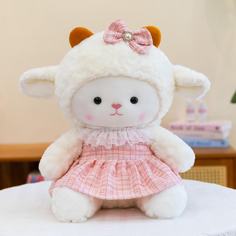 New Sweet Couple Little Sheep Plush Toys Stuffed Wearing Clothes Cartoon Sheep Doll Lovely Romantic Wedding Decor Girls Gift