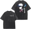 Gojo Satoru T Shirt Jujutsu Kaisen Men Vintage Acid Wash Cursed Technique Graphic Streetwear Oversized Cotton Harajuku Tees