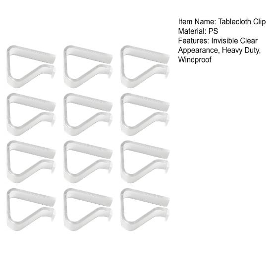 Yousheng 12Pcs Invisible Clear Tablecloth Clip Non-slip Heavy Duty Transparent Indoor Outdoor Wedding Party Picnic Camping Dining Table Cover Holder
