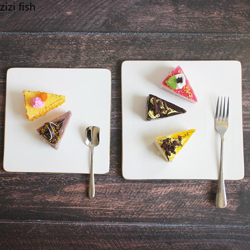 European White Square Plates Set Ceramic Plates Dinner Set Plates and Dishes Western Dishes Cake Pan Dessert Plate Sushi Dish