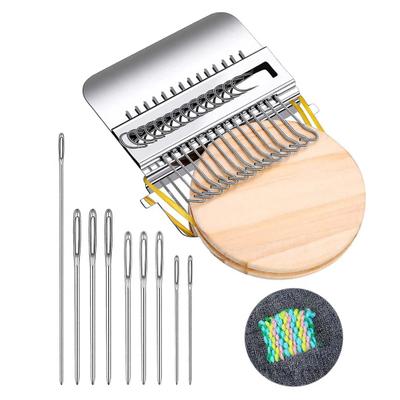 1 Set Small Darning Loom Weave Tool with 10/12/14 Hooks DIY Mending Jeans Clothes Mini Darning Machine Weaving Loom Kit