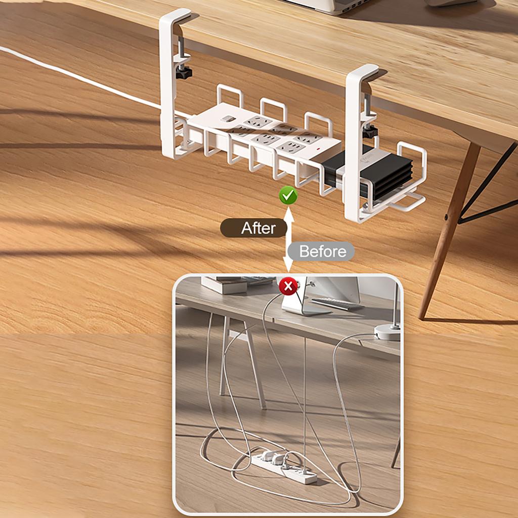 Under Desk Cable Management Trays No Drill Clamp Mounted Cord Organizer Socket Storage Rack Home Storage Accessories