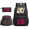 Football Star Teenager Student Schoolbag Ronaldo Pattern Three-Piece Backpack