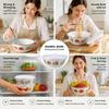 Chinese Rose Print Enamel Mixing Bowl with Lid Instant Noodle Bowl Enamel Bowl  Refrigerator Safe