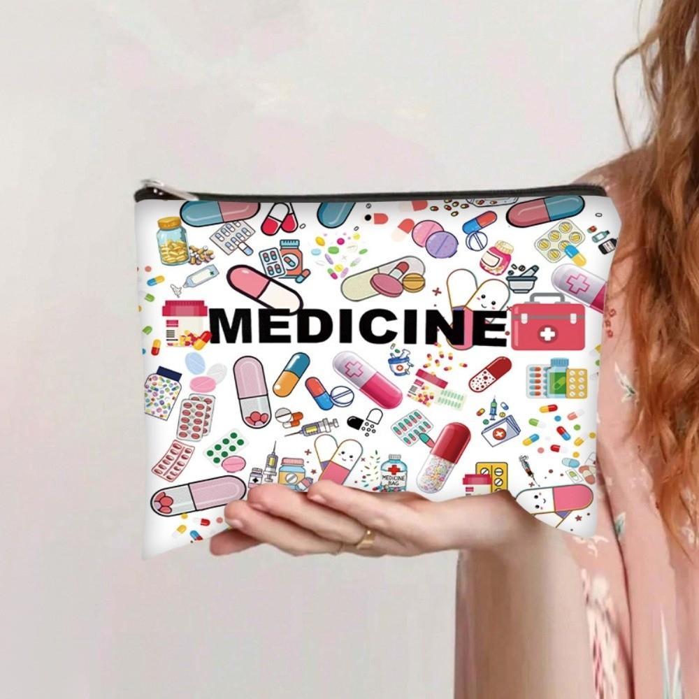 Canvas Cosmetic Bag Zipper Closure Cable Organizer Bag New Makeups Organizer for Office