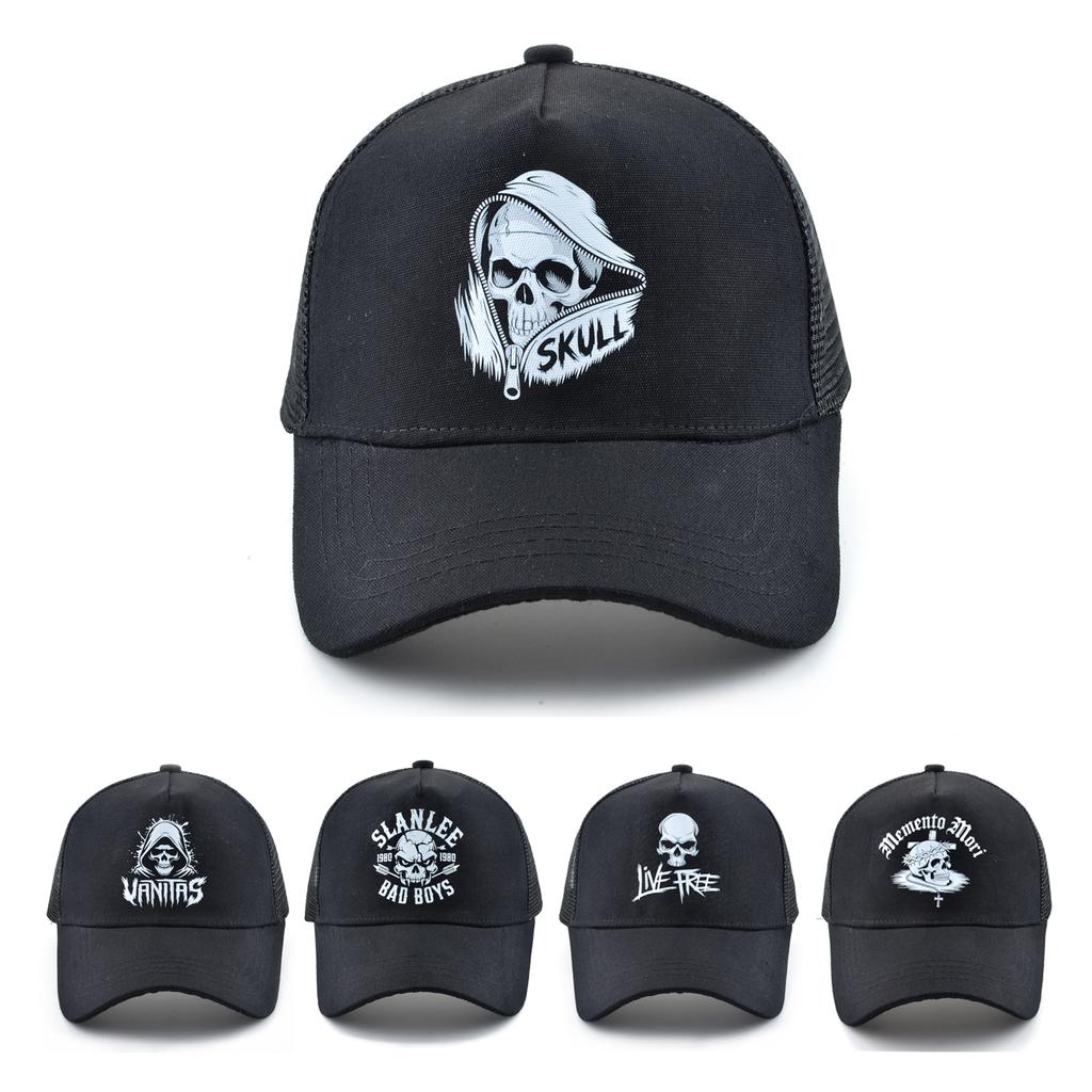 Sommer Baseballkappe Outdoor Atmungsaktives Netz Trucker-Kappe Herren Damen Druck Schädel Snapback Hip Hop Kappen Verstellbare Schirmmütze