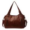PU Leather Tote Bag Women's Fashionable Shoulder Handbag with Zipper Pockets and Adjustable Strap