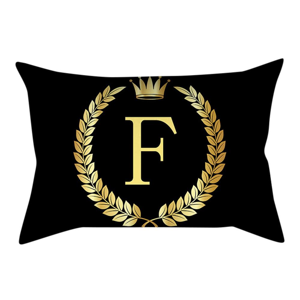 Pillow Cover Black and Gold Letter Pillowcase Sofa Cushion Cover Home Decor