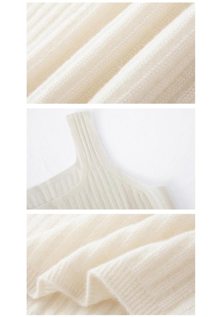 Lekasha Women's 100% Pure Cashmere U-Neck Ribbed Knit Camisole