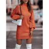 Women's Autumn and Winter Solid Color High Neck Long Sleeve Sweater Spring Slim Mid-Length Commuter Dresses