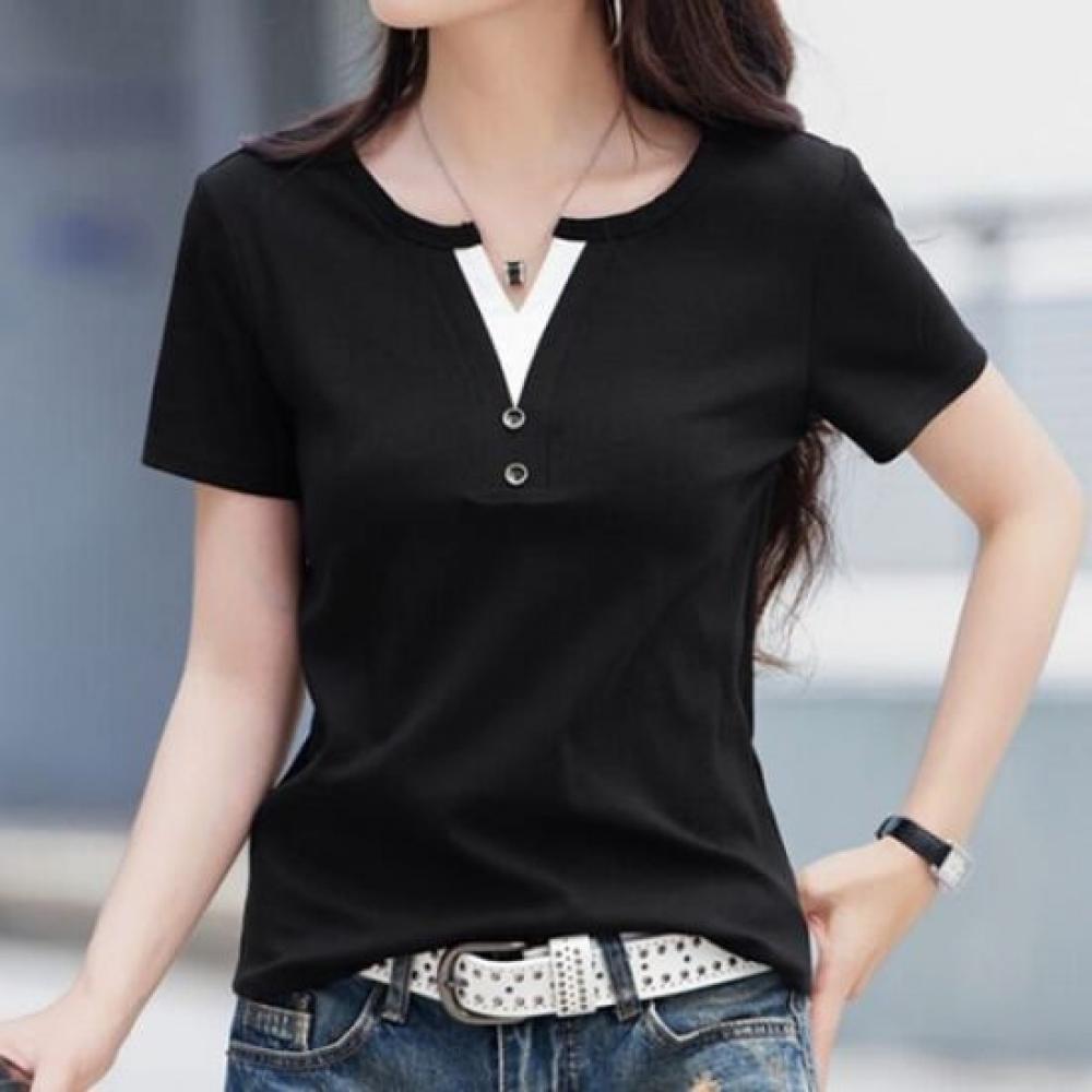 Navava Women Daily PoinT SliT Neck ShorT Sleeve T shirT nT2410