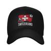 Swiss Switzerland Flag Cap Vintage Dad Hat For Unisex Women Adjustable Casual Headwear