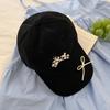 Sweet Spotted Puppy Embroidery Baseball Cap Cotton Bow Sun Hat Visors Korean Style Peaked Cap Outdoor