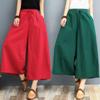 Dames Zomer Effen Kleur Dunne Sectie Rokbroek Los Vallend Casual Acht Punten Broek