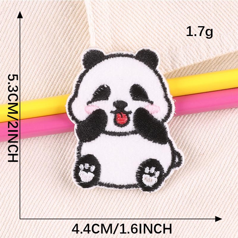 Original Embroidery Label Clothing Accessories Cute Plush Panda Animal Embroidery Sticker Self-adhesive Patch Cloth Sticker