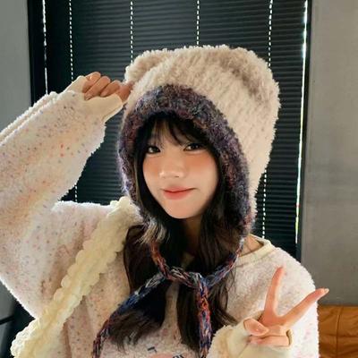 Autumn and Winter Warm Windproof Ear Protection Hat Sweet and Cute Face Small Knitted Hat