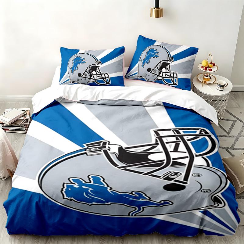 Detroit Lions 3pc Set Perfect for Bedroom Use Comfortable Bedding Set Includes a Duvet Cover and Two Pillowcases Ideal Birthday or Christmas Gift