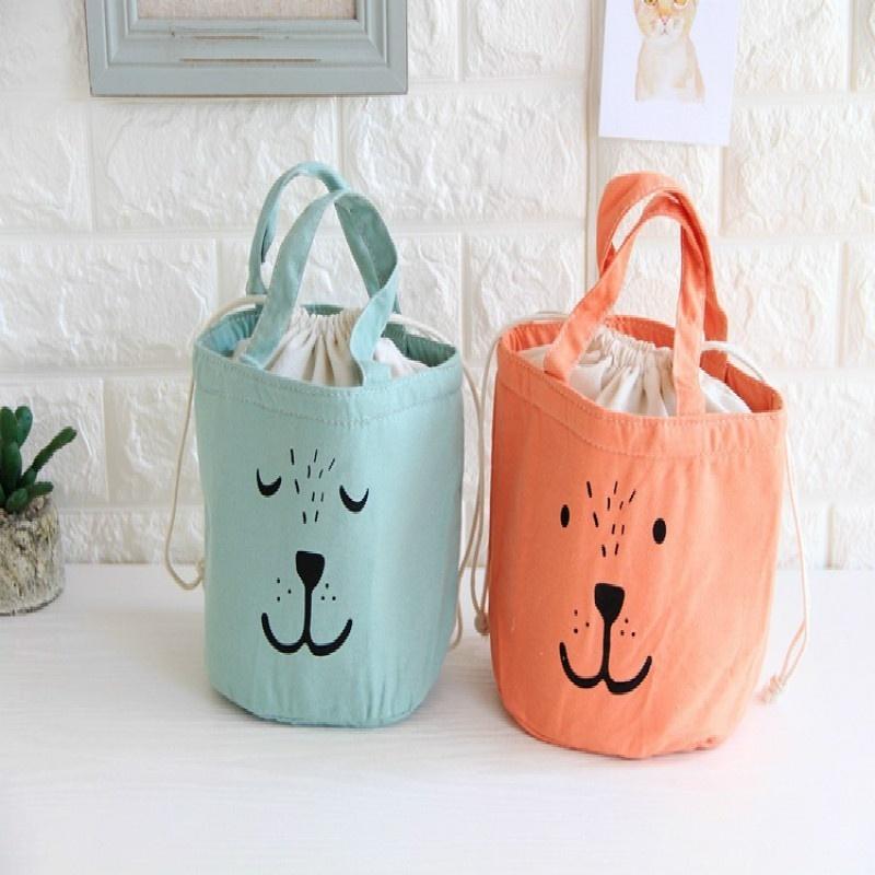 2018 Stoffausdruck isolierte Lunchbox-Tasche Kühlakkus Baumwoll-Kühltasche im nordischen Stil Cartoon-Porta