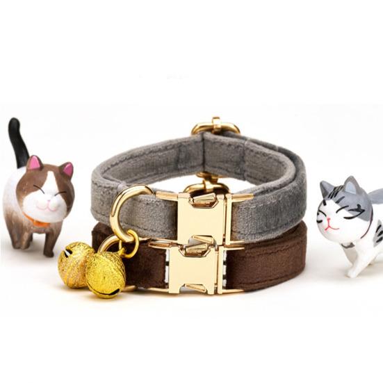 Adjustable Cat Collar Soft Pet Collar with Removable Bell Plain Color Pet Collar for Small Dogs Cats Kitten Outdoor Walks Safety