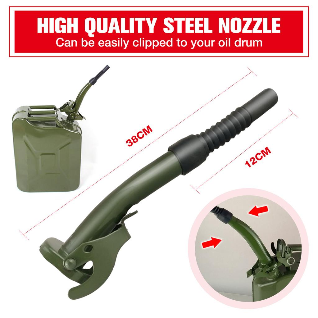 5/10/20 litrelik bidonlar için Metal Kauçuk Bidon Dökme Ağzı Esnek Nozul Benzin Yakıt Contası 38 cm + Sızdırmazlık Contası