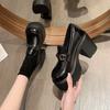Francuskie retro loafersy na platformie z ukrytym koturnem zwiększające wzrost, modne skórzane buty na platformie z koturnem dla kobiet, wiosna i jesień 2025 n