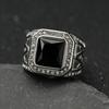 Hip Hop Bling 316 Stainless Steel Square Big Stone Master Masonic Freemasonry Finger Rings for Men Rapper Jewelry