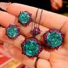 Jewelry Copper Bottom Gold-Plated Millennium Chepala Green Light Luxury Set Main Stone 14-10Mm