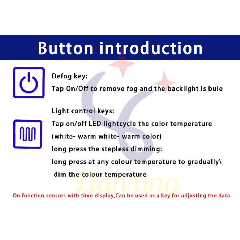 Strip Light Controller Touch Sensor Switch Lights mirror12W Smart Bathroom Cabinet with Mirror 5m2835 120D 2030mm Defogging Film