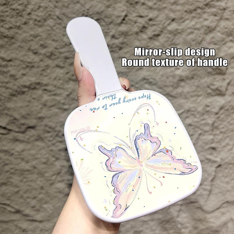 Draagbare Strik Schattige Roze Spiegel Kam Handheld Spiegel Kam Geëxtraheerde Geïntegreerde Haarborstel Massage Styling Tool Make-up Spiegel