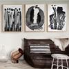 Pinturas de Lona de Moda com Personagens Abstratos Modernos Preto Branco Pôsteres e Impressões Arte de Parede Imagens para Sala de Estar Decoração de Casa