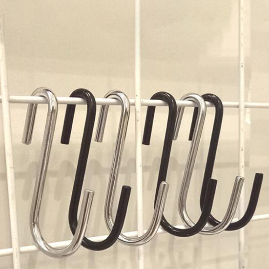4/8Pcs S-shaped Stainless Steel Hanging Hooks Kitchen Bathroom Hangers Holder
