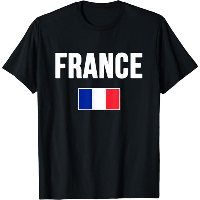 T-shirt Drapeau France Football Fierté Française Tee France Football Deux Étoiles Vêtement Troisième Chargement Français Sport Fan de Foot Maillot d'Équipe