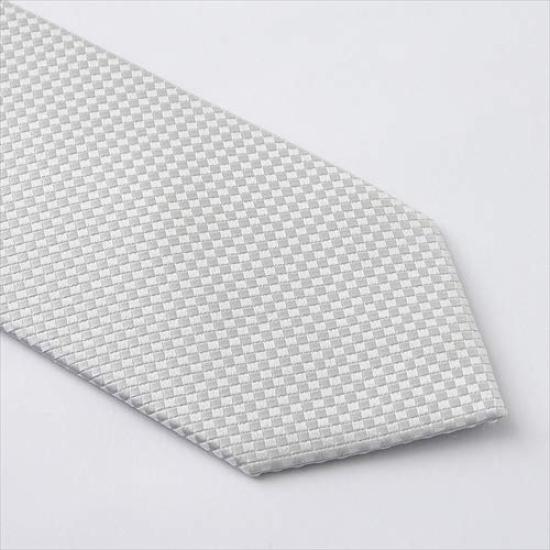 [Ojie] Men's Tie, Silver, 100% Silk, Made in Japan, Formal Tie, Ceremonial Wear, Wedding, Reception, Business