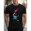 European Sizes Men'S Summer Fashion Short Sleeve T-Shirt, Crew Neck, Casual Regular Fit, Slight Stretch Knit Fabric, Vibrant Print Design