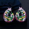 WWJ Vogue Style Cubic Zircon Jewelry White Golden Color Round Stud Earrings Christmas Gift