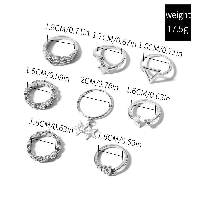 Love ring, European and American jewelry, personalized alloy with diamonds, fishtail stars stacked with high-end rings, women