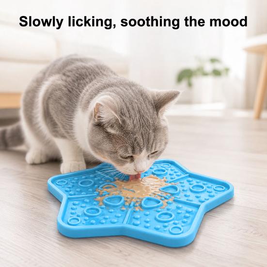 Pet Slow Food Mat with Suction Cups Star Shape Pet Food Tray