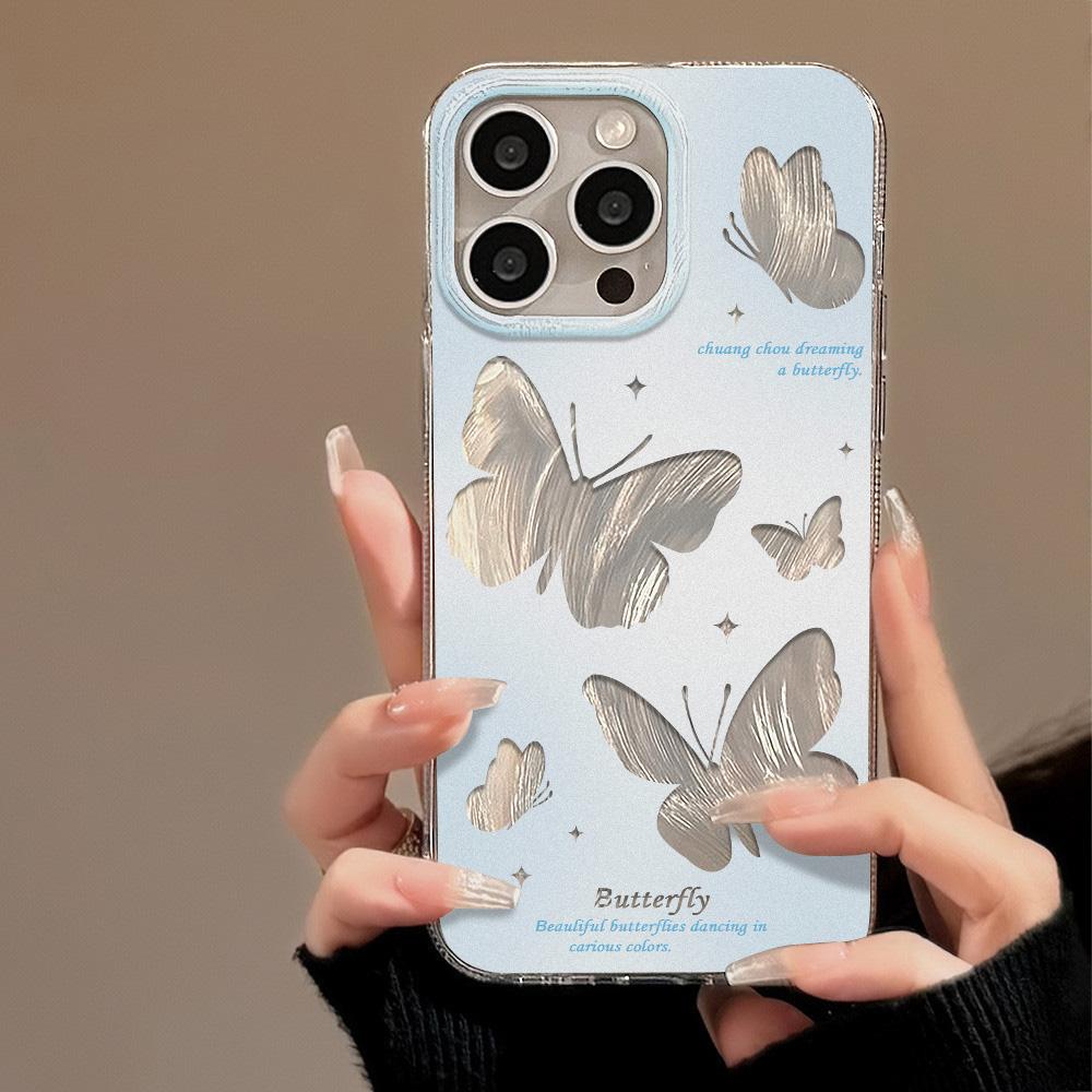 Feather Luster Phone Case for Samsung A53 A14 A33 A12 A32 S24 S23 Plus S20 S21 FE for iPhone 17 15 16 13 Pro 17 16 Pro Max Butterfly Bow Phone Case