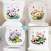 Bathroom Toilet Seat Sticker Self-Adhesive Floral Butterfly Decals Toilet Stickers For Cistern Bathroom WC Restroom Decor+