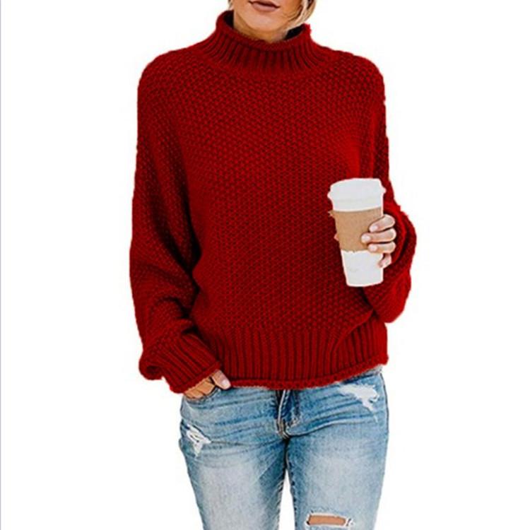 Women's Loose High Neck Pullover Sweater for Autumn/Winter 2026 - Plus Size European/American Style