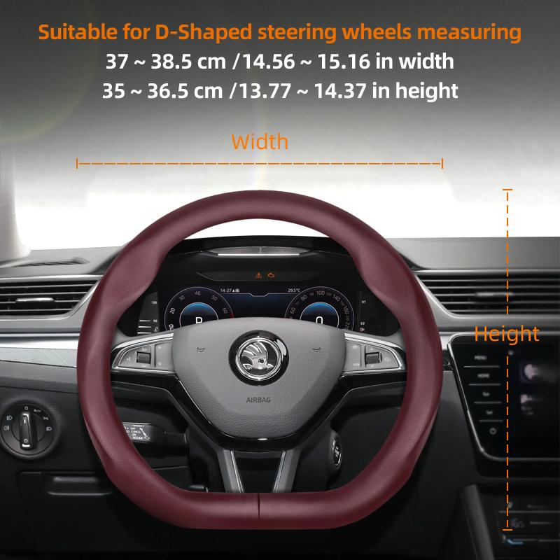 BPCN4 Suitable for Skoda Ultra-Thin Breathable Leather Steering Wheel Cover Suitable for Octavia 2 3 A7 1 Superb Roomster A5