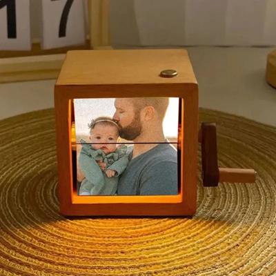 Custom Flip Photo Box Personalized Photo Flipbook Frame Animation Machine Mechanical Hand-crank Picture Flipper with Light Birthday Gifts for Couples