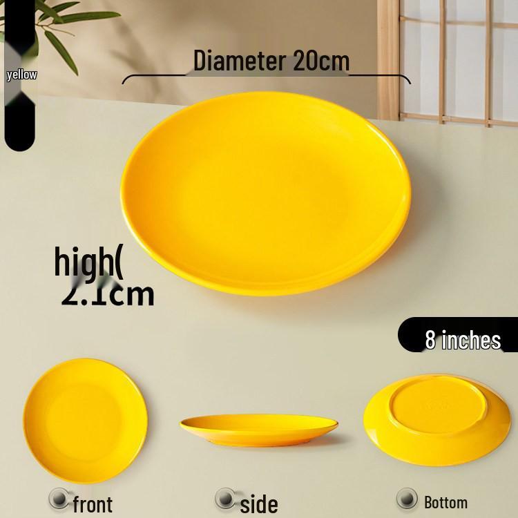 Melamine Round Plate: Porcelain-Look, Two-Color, for Commercial Use In Restaurants and Buffets - Perfect for Fast Food, Rice Bowls, and Cold Dishes.