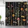 Květinový sprchový závěs s houbami - Boho Vintage Rostliny Květiny Retro Bohémský Botanický Přírodní Sada sprchového závěsu do vany s