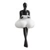 Cloud Girl Sculpture Abstract Ballerina Girl Holding Ball/Reading Statue Resin Black Gold Figure Tabletop Decoration for Office Desk Shelf Decor