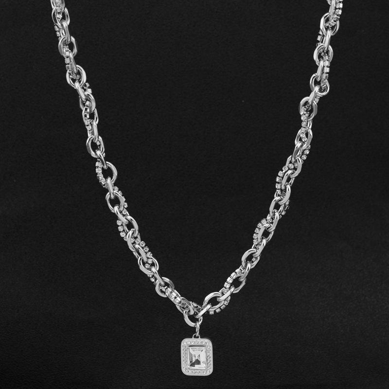Necklace: Cold wind, rock sugar, gemstone, men's sweatshirt, women's niche design, high-end sweater chain, hip-hop collarbone chain, necklace